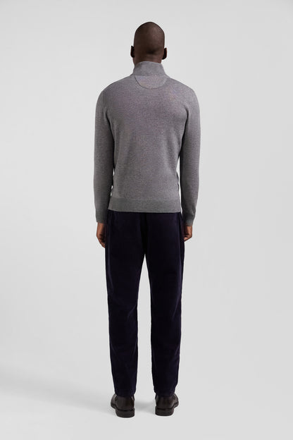 Regular Light Grey Semi-Zipped Wool and Cotton Jumper_H24MAIPU0006_GRM19_09