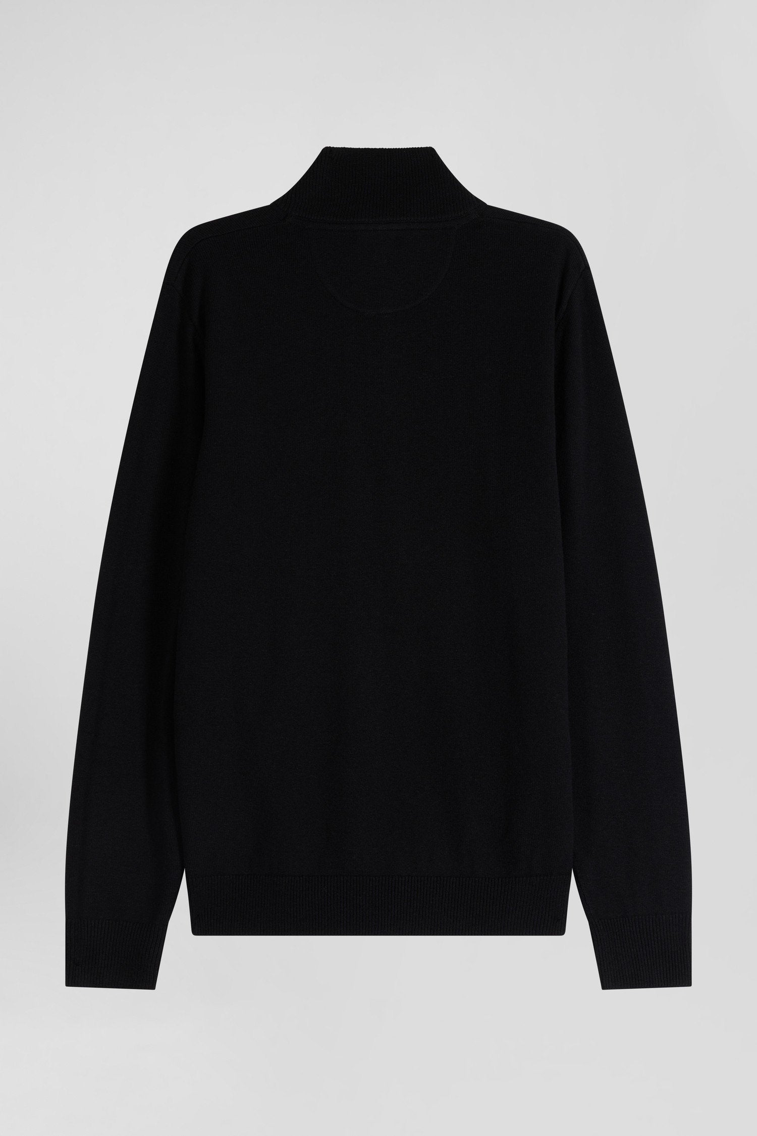 Regular Black Semi-Zipped Wool and Cotton Jumper_H24MAIPU0006_NO_05