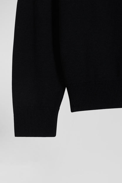 Regular Black Semi-Zipped Wool and Cotton Jumper_H24MAIPU0006_NO_07