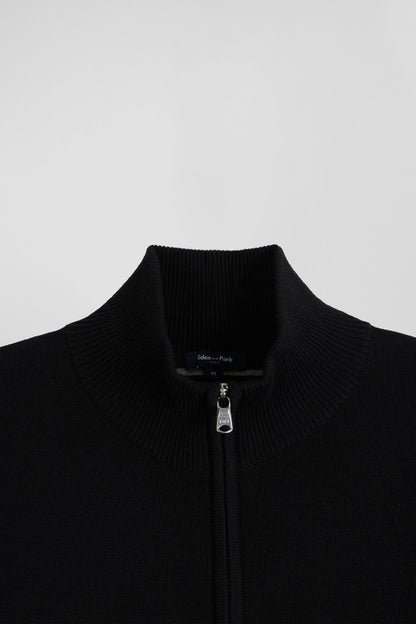 Regular Black Semi-Zipped Wool and Cotton Jumper_H24MAIPU0006_NO_08