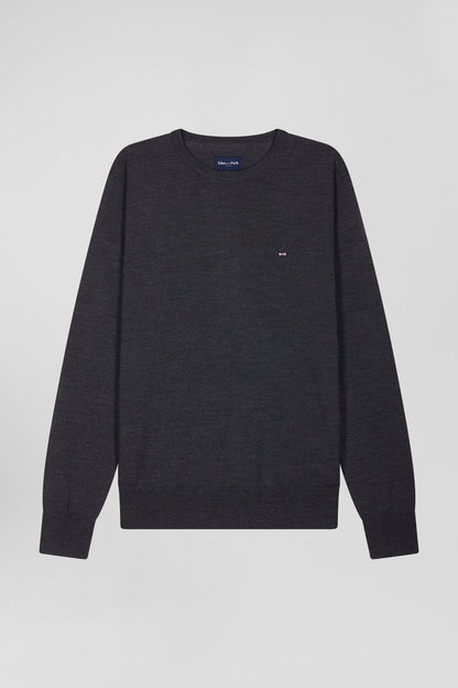 Regular Anthracite Grey Merino Wool V-Neck Jumper_04