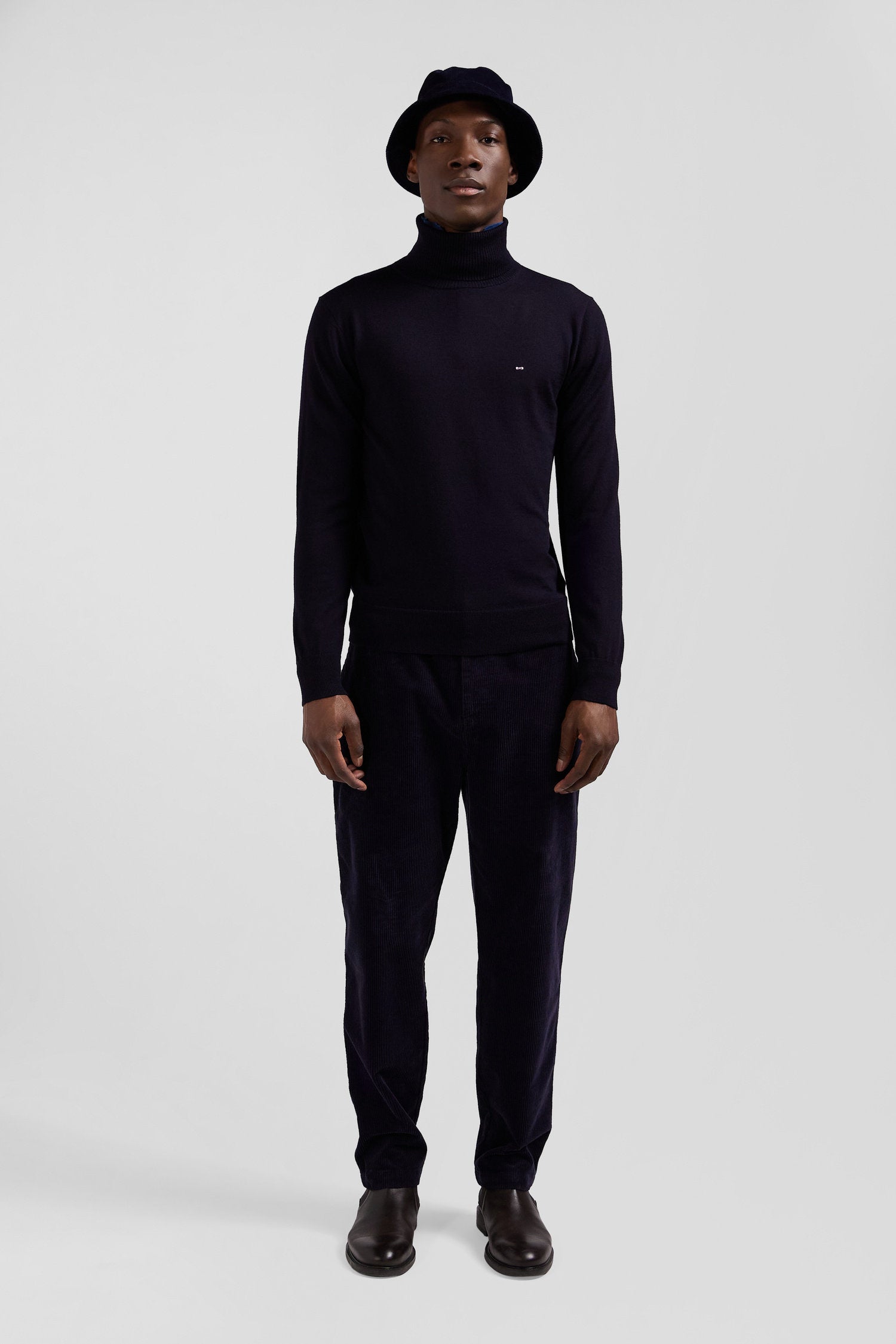 Regular Navy Blue Merino Wool Turtleneck Jumper_H24MAIPU0012_BLF_02