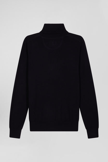 Regular Navy Blue Merino Wool Turtleneck Jumper_H24MAIPU0012_BLF_05