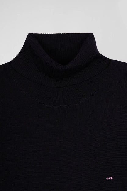 Regular Navy Blue Merino Wool Turtleneck Jumper_H24MAIPU0012_BLF_06