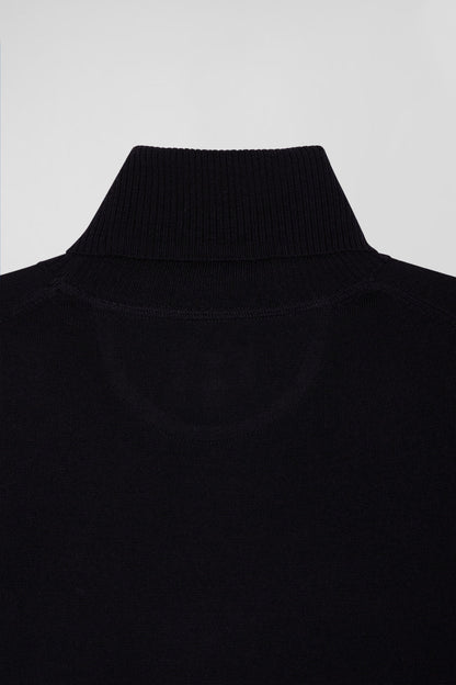 Regular Navy Blue Merino Wool Turtleneck Jumper_H24MAIPU0012_BLF_08