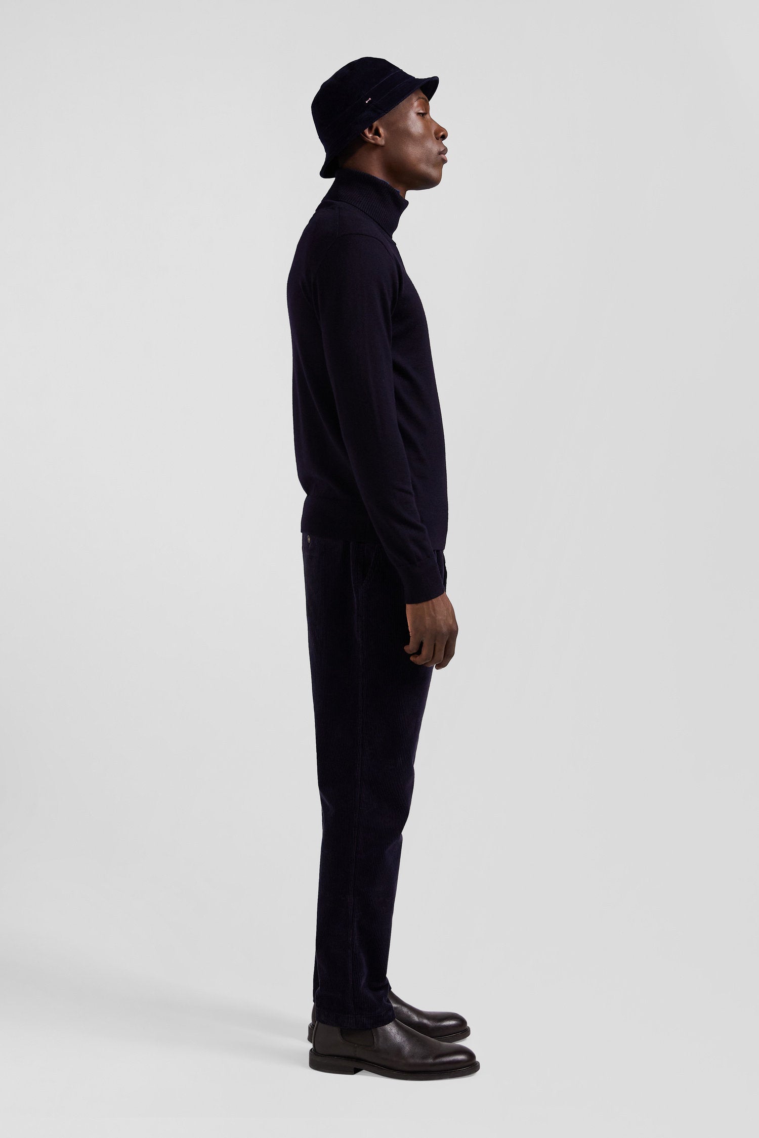 Regular Navy Blue Merino Wool Turtleneck Jumper_H24MAIPU0012_BLF_09