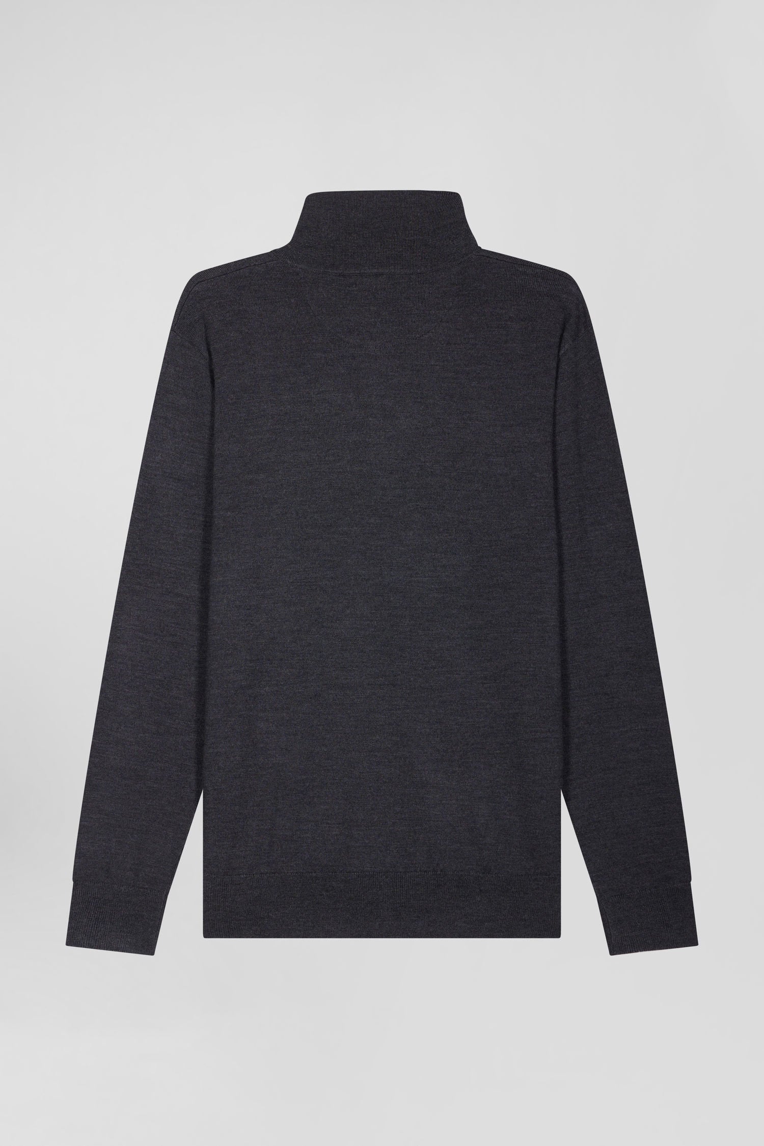 Regular Anthracite Grey Wool Jumper With Rugby Shirt Collar_05