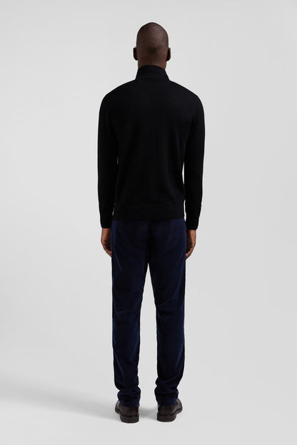 Regular Black Wool Jumper With Rugby Shirt Collar_01