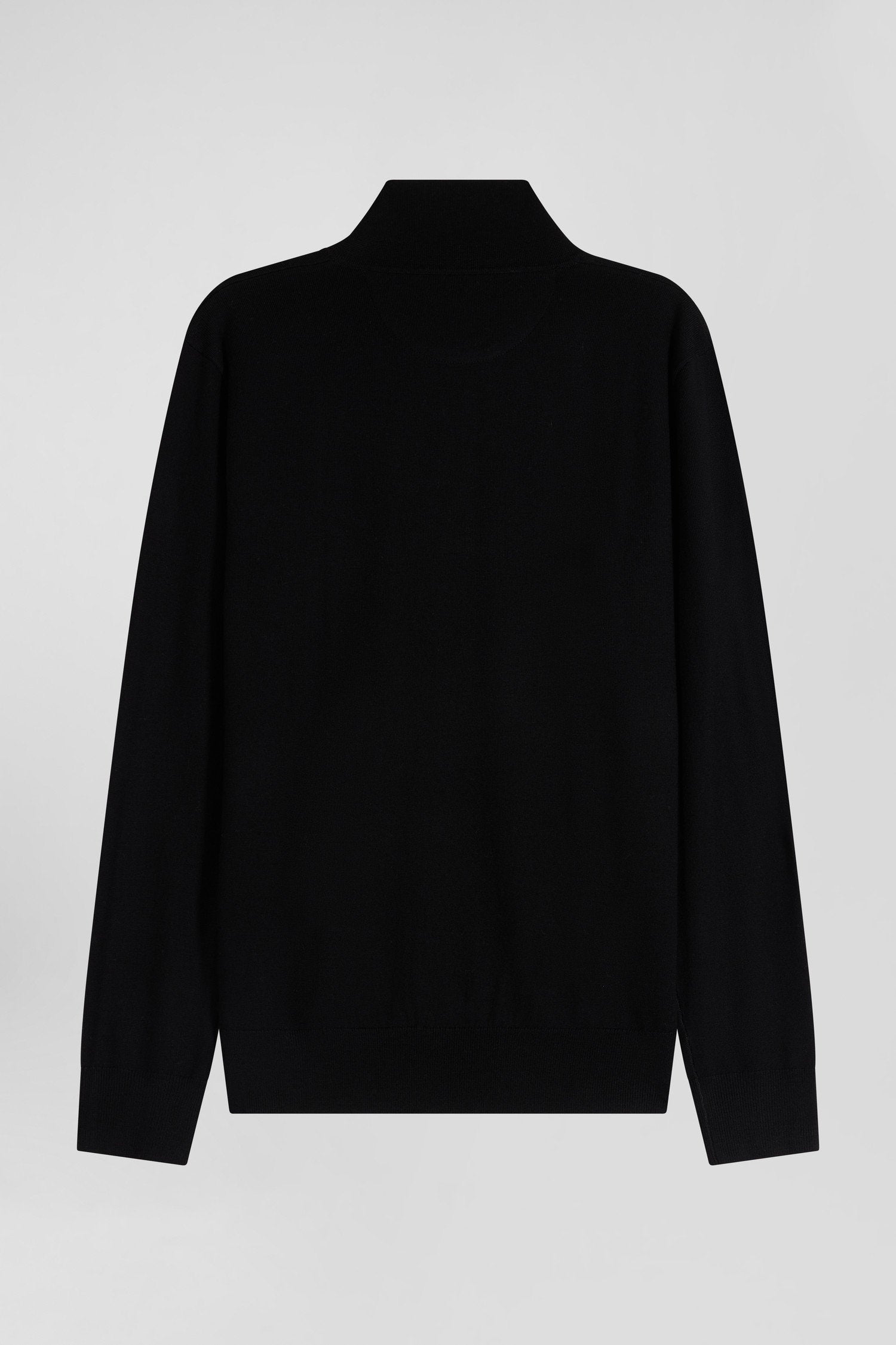 Regular Black Wool Jumper With Rugby Shirt Collar_05