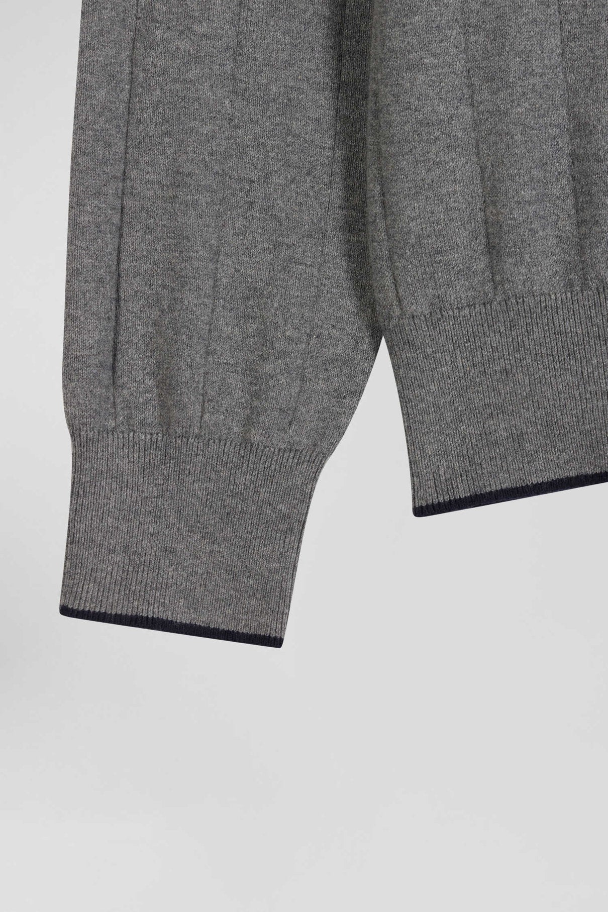 Regular Grey Semi-Zipped Cotton And Cashmere Jumper_08