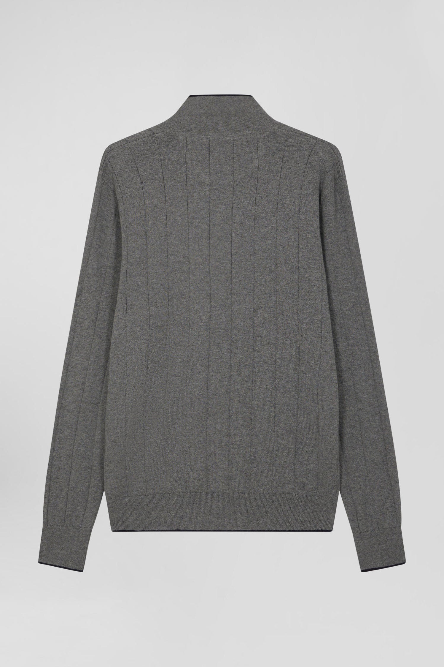 Regular Grey Cotton And Cashmere Jumper With Rugby Shirt Collar_05