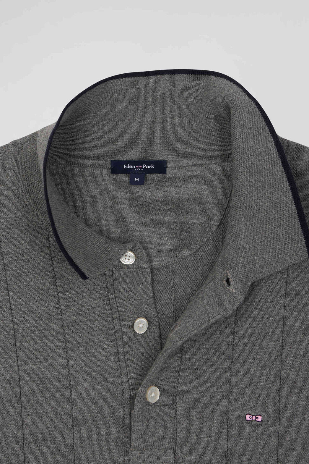 Regular Grey Cotton And Cashmere Jumper With Rugby Shirt Collar_06