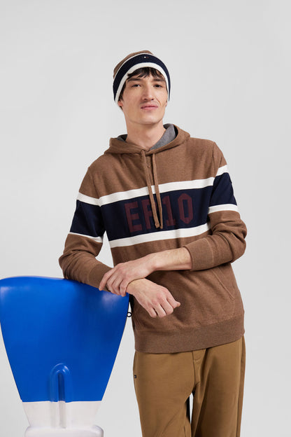 Regular Camel Cotton Hooded Jumper with Ep10 Jacquard_H24MAIPU0051_BEF4_01