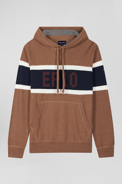 Regular Camel Cotton Hooded Jumper with Ep10 Jacquard_H24MAIPU0051_BEF4_03