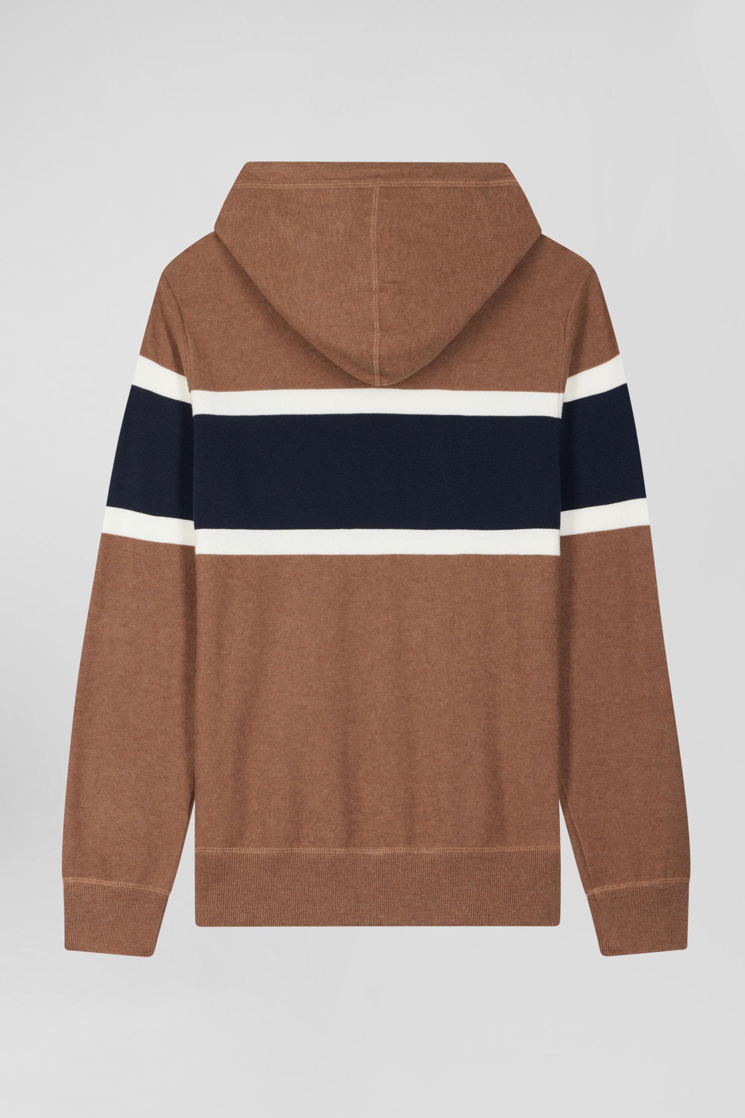 Regular Camel Cotton Hooded Jumper with Ep10 Jacquard_H24MAIPU0051_BEF4_05