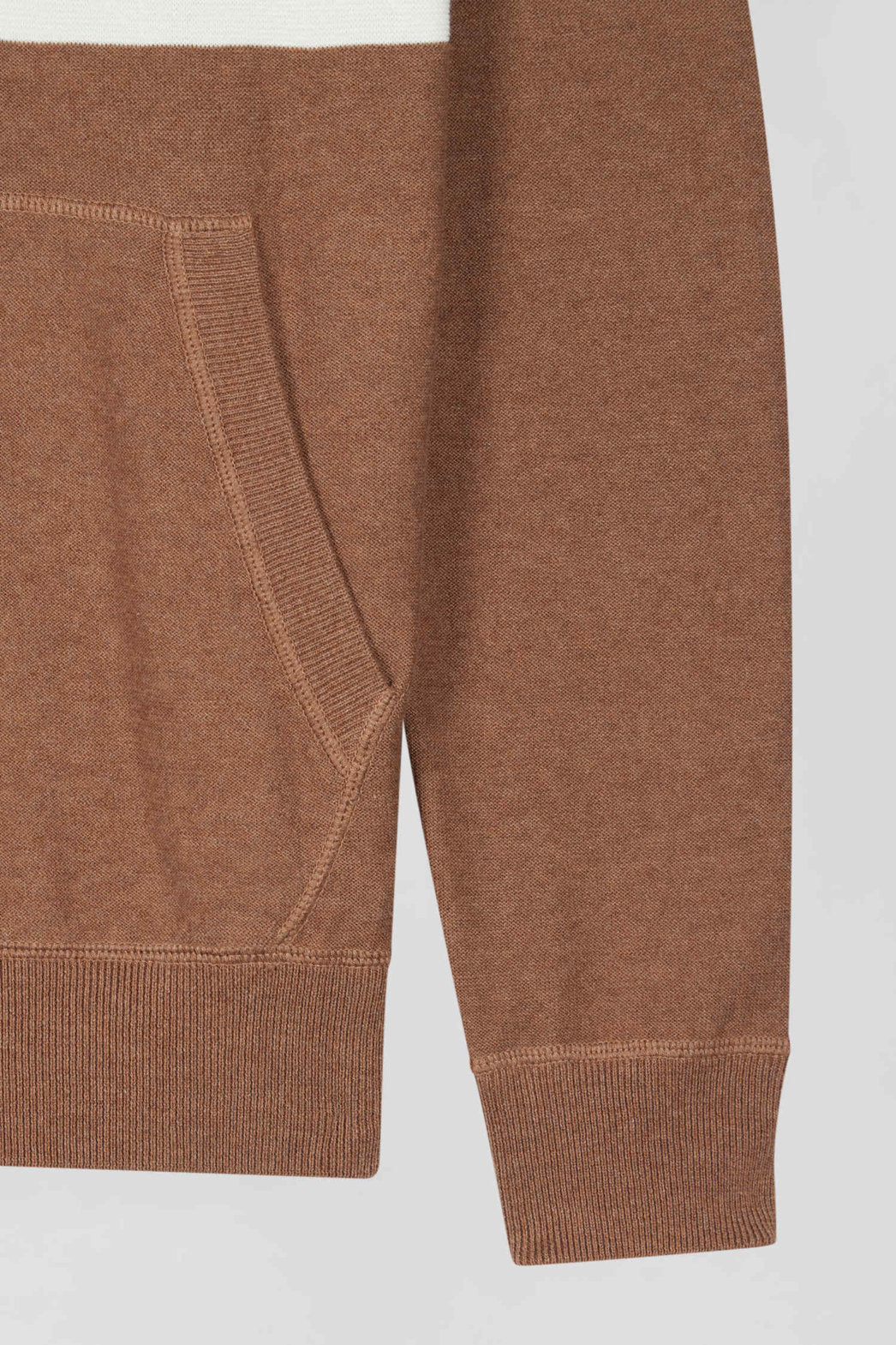 Regular Camel Cotton Hooded Jumper with Ep10 Jacquard_H24MAIPU0051_BEF4_07