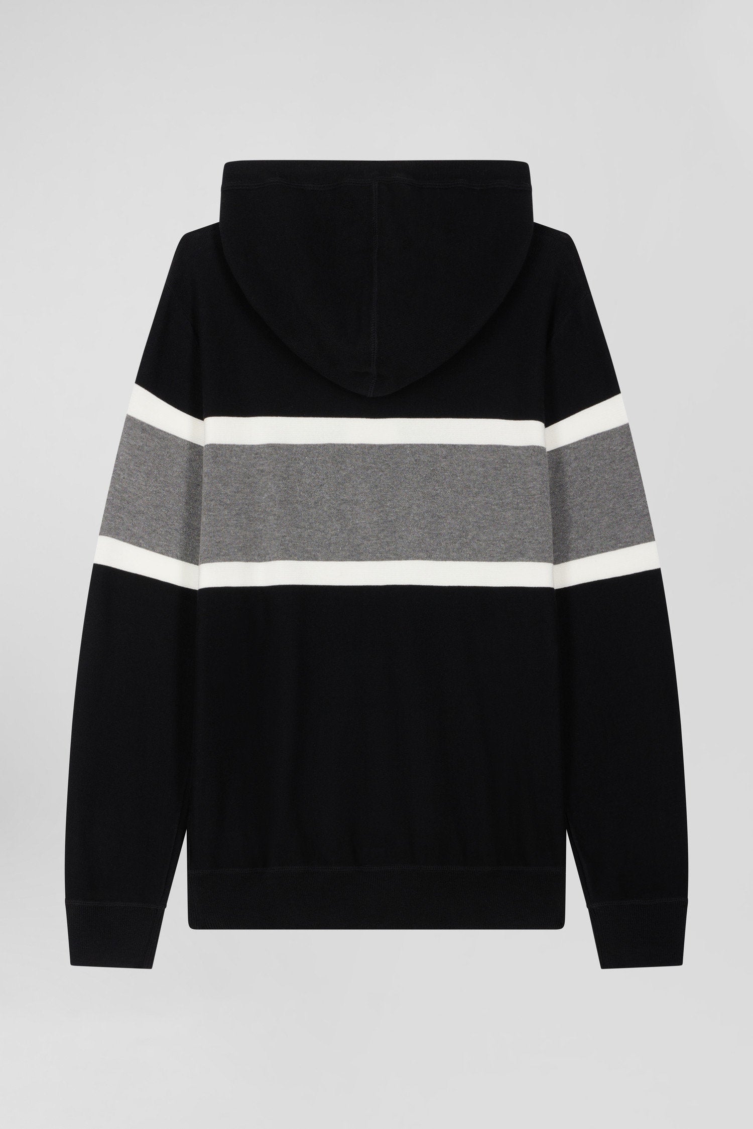 Regular Black Hooded Jumper with Ep10 Jacquard_H24MAIPU0051_NO_05