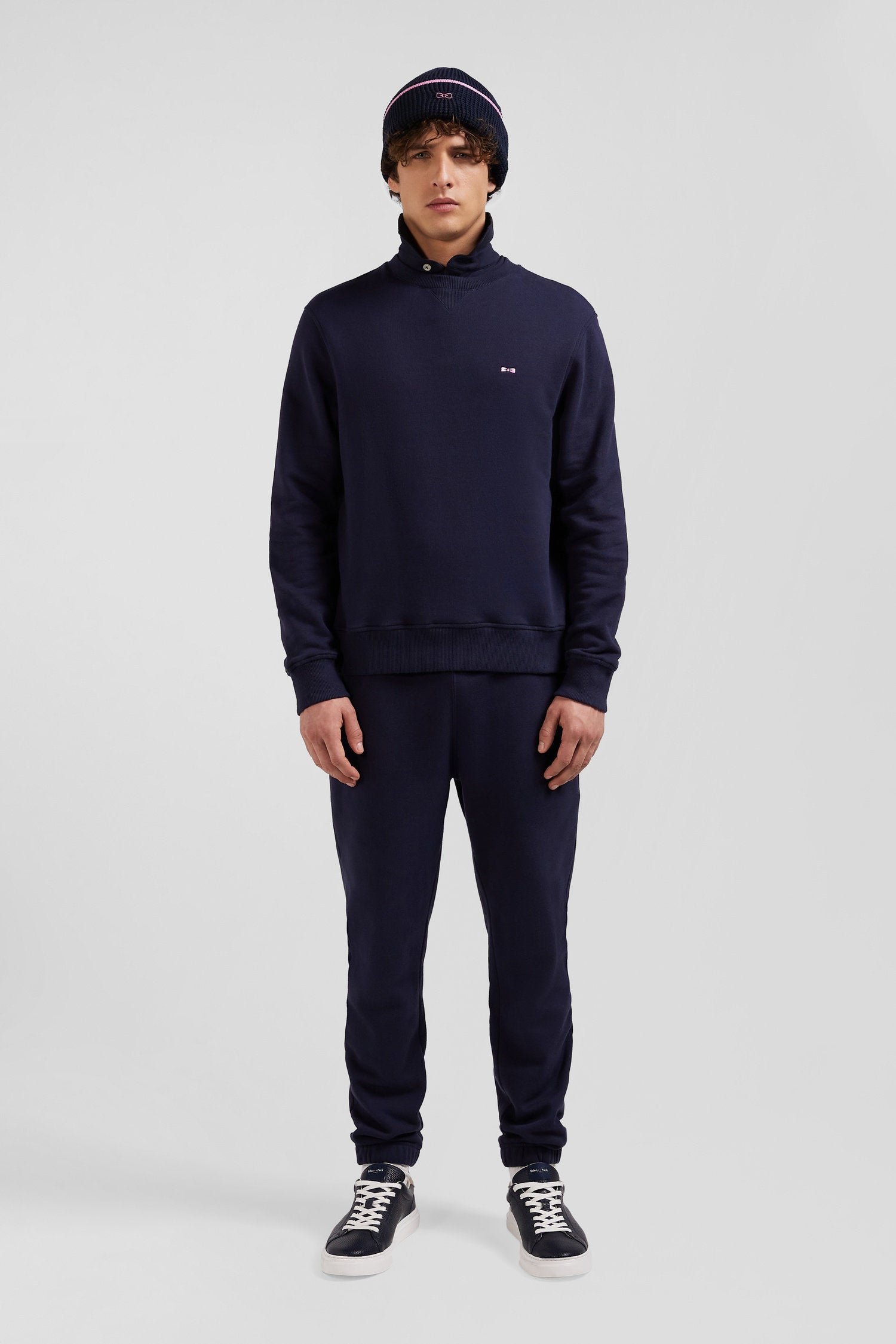 Regular Navy Brushed Cotton Fleece Sweatshirt_02