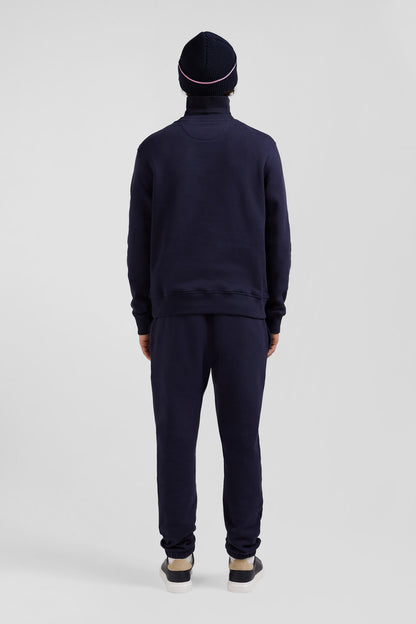 Regular Navy Brushed Cotton Fleece Sweatshirt_03