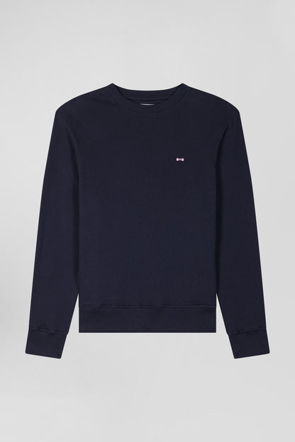 Regular Navy Brushed Cotton Fleece Sweatshirt_04