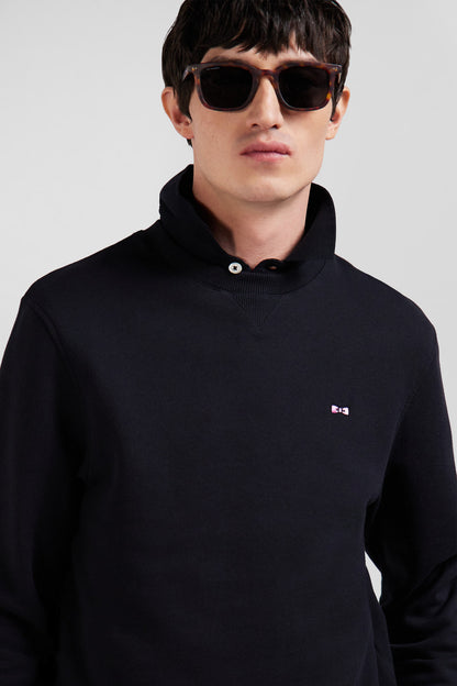 Regular Black Brushed Cotton Fleece Sweatshirt_01