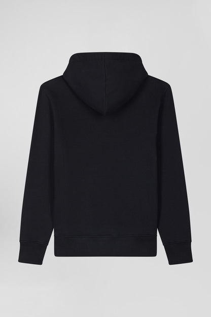 Regular Black Brushed Cotton Fleece Hoodie_05