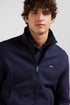 Regular Navy Zipped Brushed Cotton Fleece with High Top Collar_H24MAISW0011_BLF_01