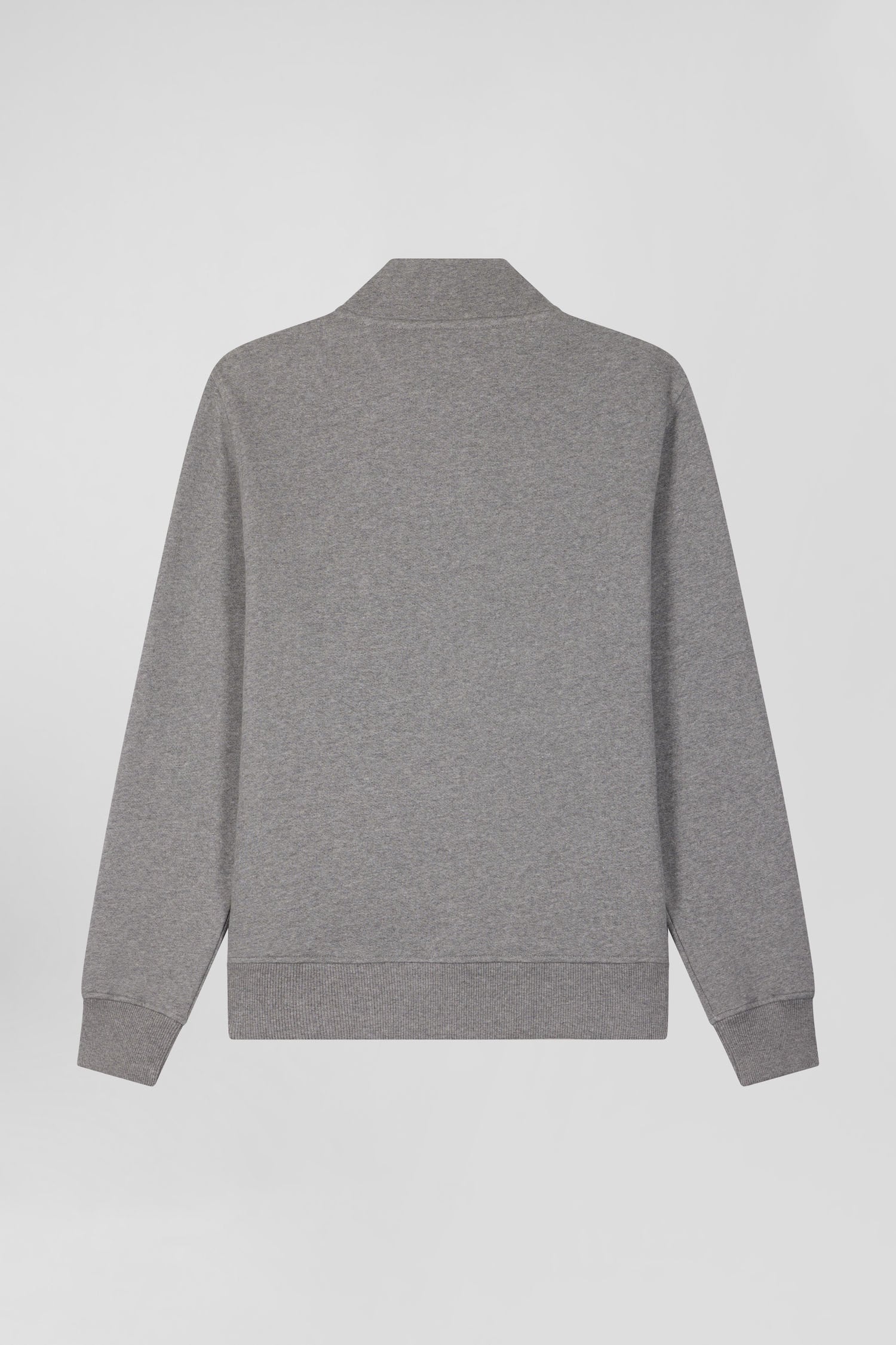 Regular Grey Zipped Brushed Cotton Fleece Sweatshirt with High Top Collar_H24MAISW0011_GRM_05