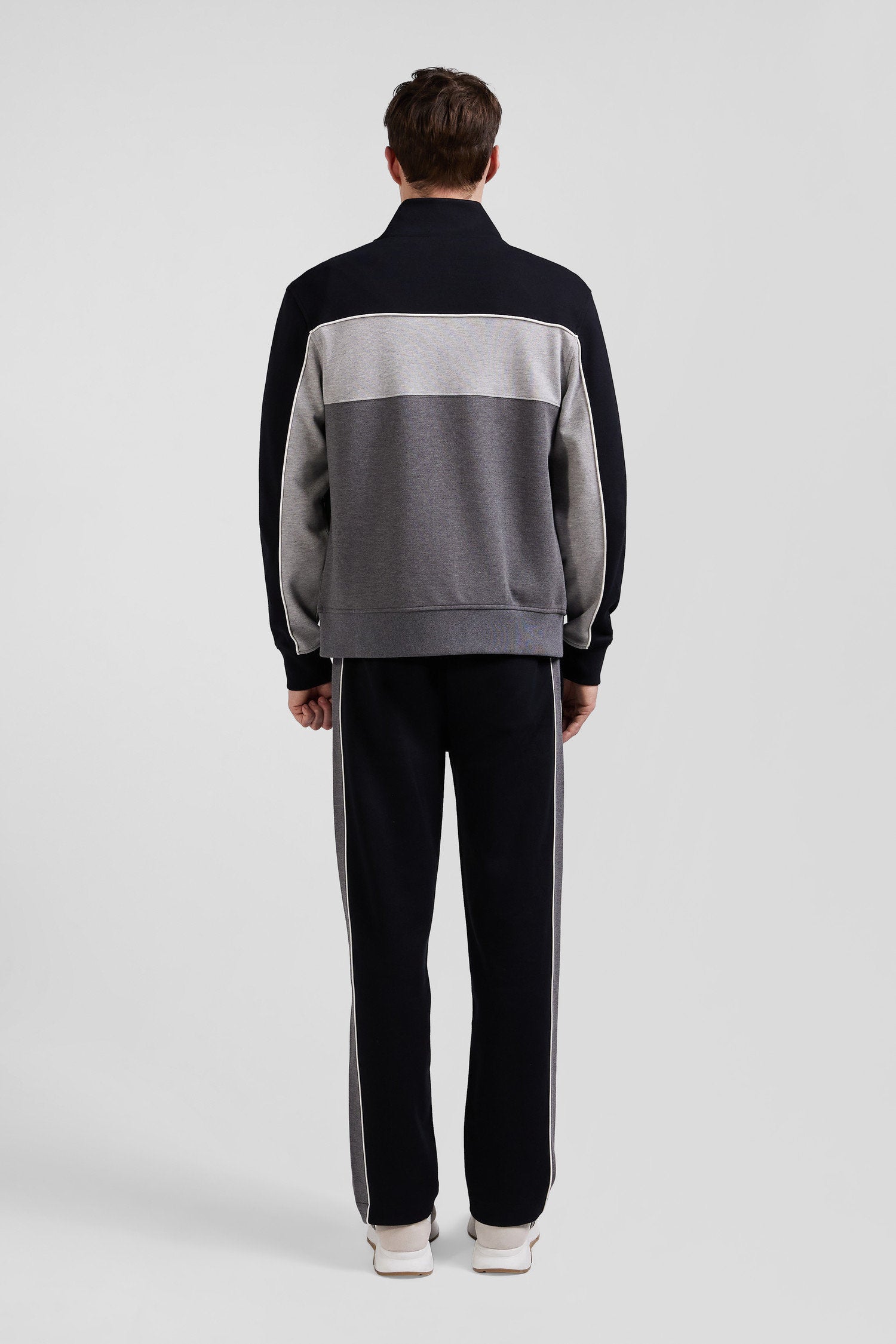 Regular Black Tricolor Zipped Cotton Blend Sweatshirt_H24MAISW0021_NO_04