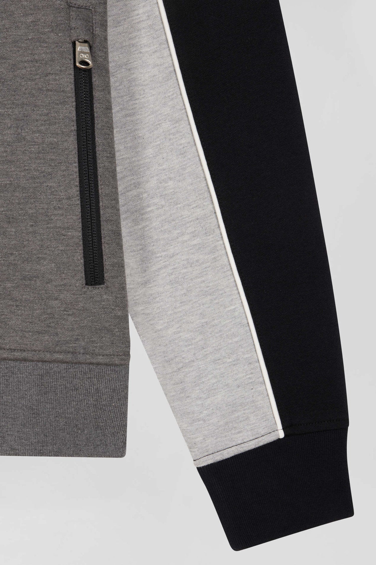 Regular Black Tricolor Zipped Cotton Blend Sweatshirt_H24MAISW0021_NO_07