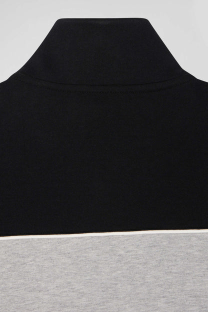 Regular Black Tricolor Zipped Cotton Blend Sweatshirt_H24MAISW0021_NO_08