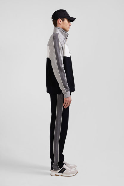 Regular Black Colorblock Zipped Cotton Blend Sweatshirt_H24MAISW0022_NO_10