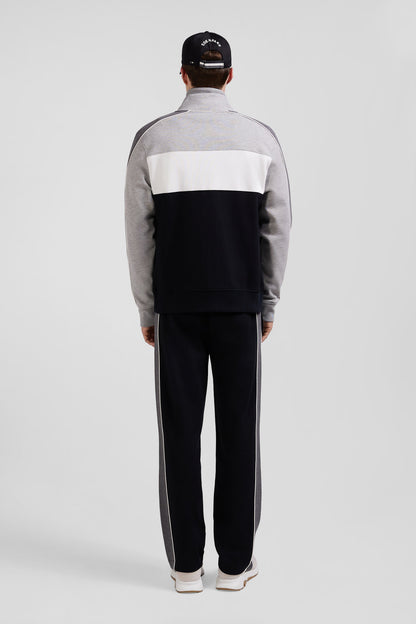 Regular Black Colorblock Zipped Cotton Blend Sweatshirt_H24MAISW0022_NO_04