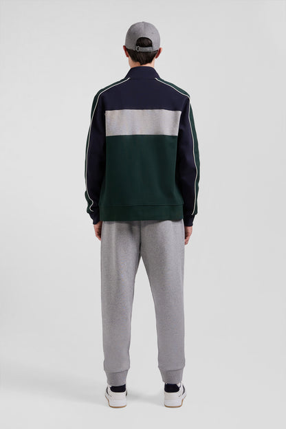 Regular Green Colorblock Zipped Cotton Blend Sweatshirt_H24MAISW0022_VEF_04