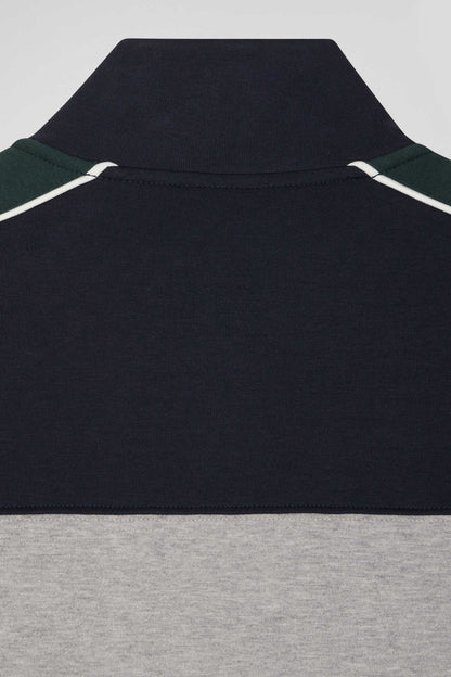 Regular Green Colorblock Zipped Cotton Blend Sweatshirt_H24MAISW0022_VEF_08