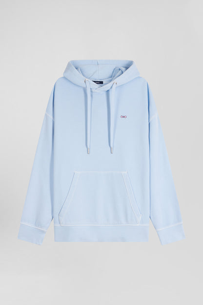 Oversize Sky Blue Unisex Dyed Cotton Fleece Hoodie_04