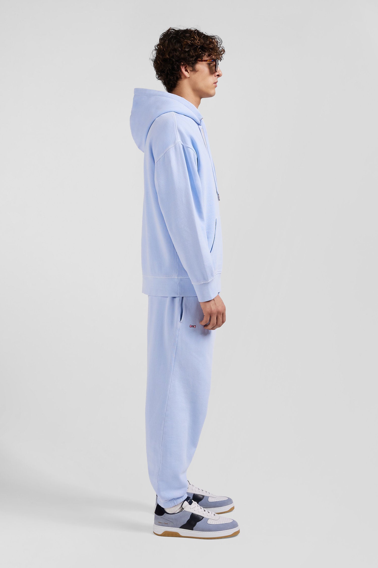 Oversize Sky Blue Unisex Dyed Cotton Fleece Hoodie_07