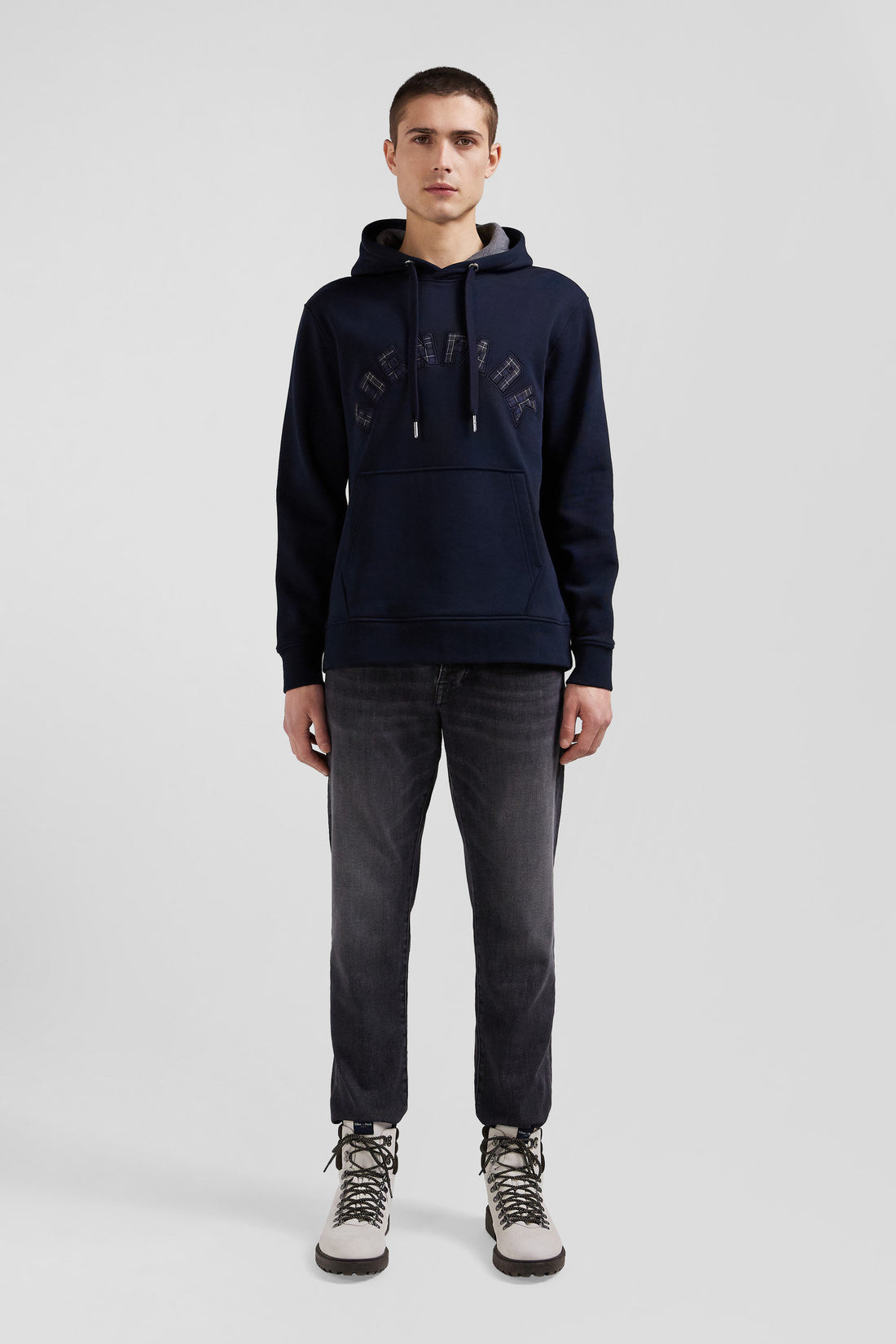 Relaxed Navy Blue Cotton Blend Hoodie_H24MAISW0035_BLF_02