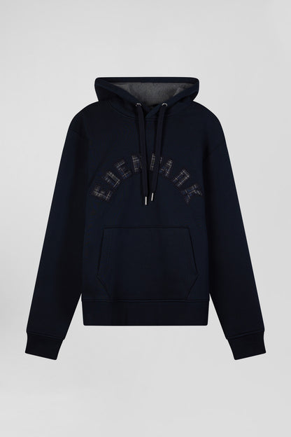 Relaxed Navy Blue Cotton Blend Hoodie_H24MAISW0035_BLF_03