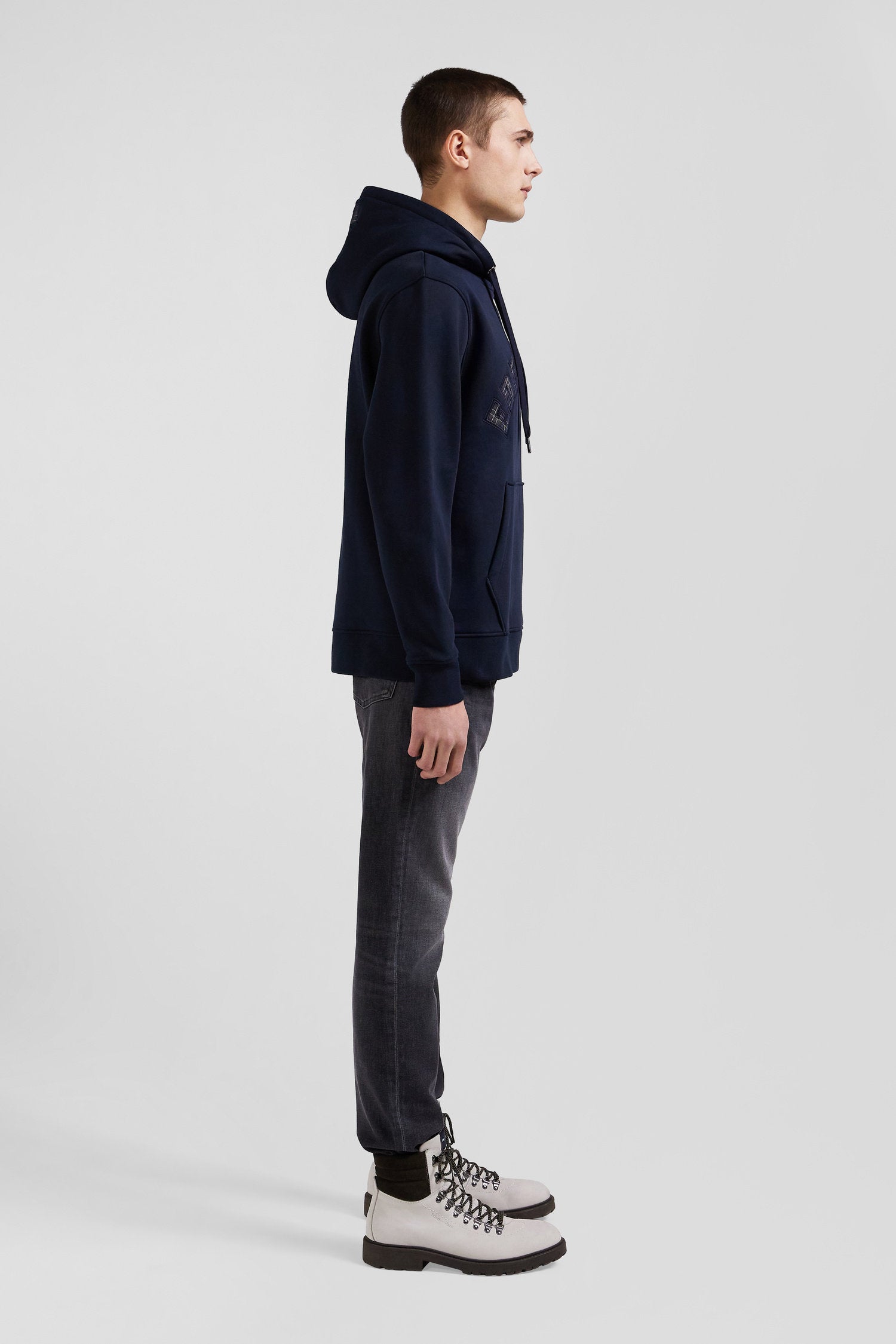 Relaxed Navy Blue Cotton Blend Hoodie_H24MAISW0035_BLF_06