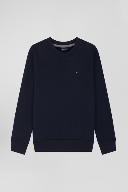 Regular Navy Blue Round Neck Cotton Sweatshirt_04