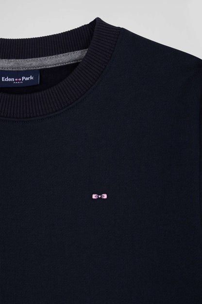 Regular Navy Blue Round Neck Cotton Sweatshirt_06