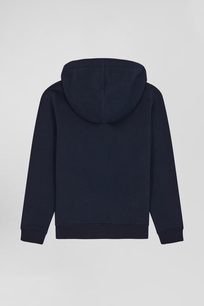 Regular Navy Blue Zipped Cotton Hoodie_05