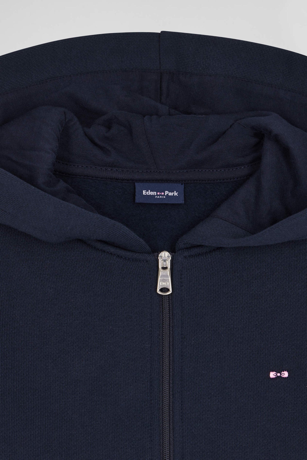 Regular Navy Blue Zipped Cotton Hoodie_06