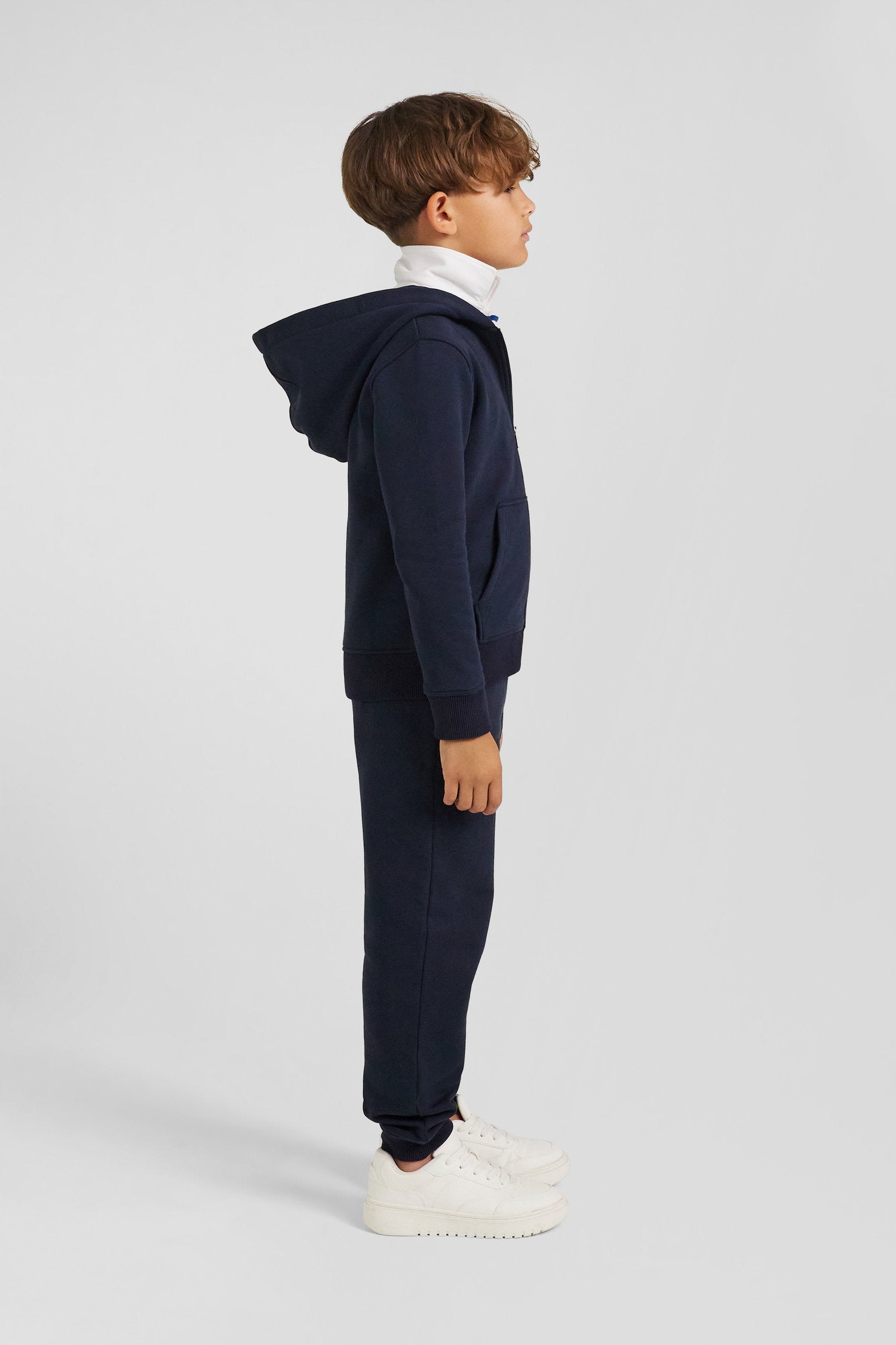 Regular Navy Blue Zipped Cotton Hoodie_09