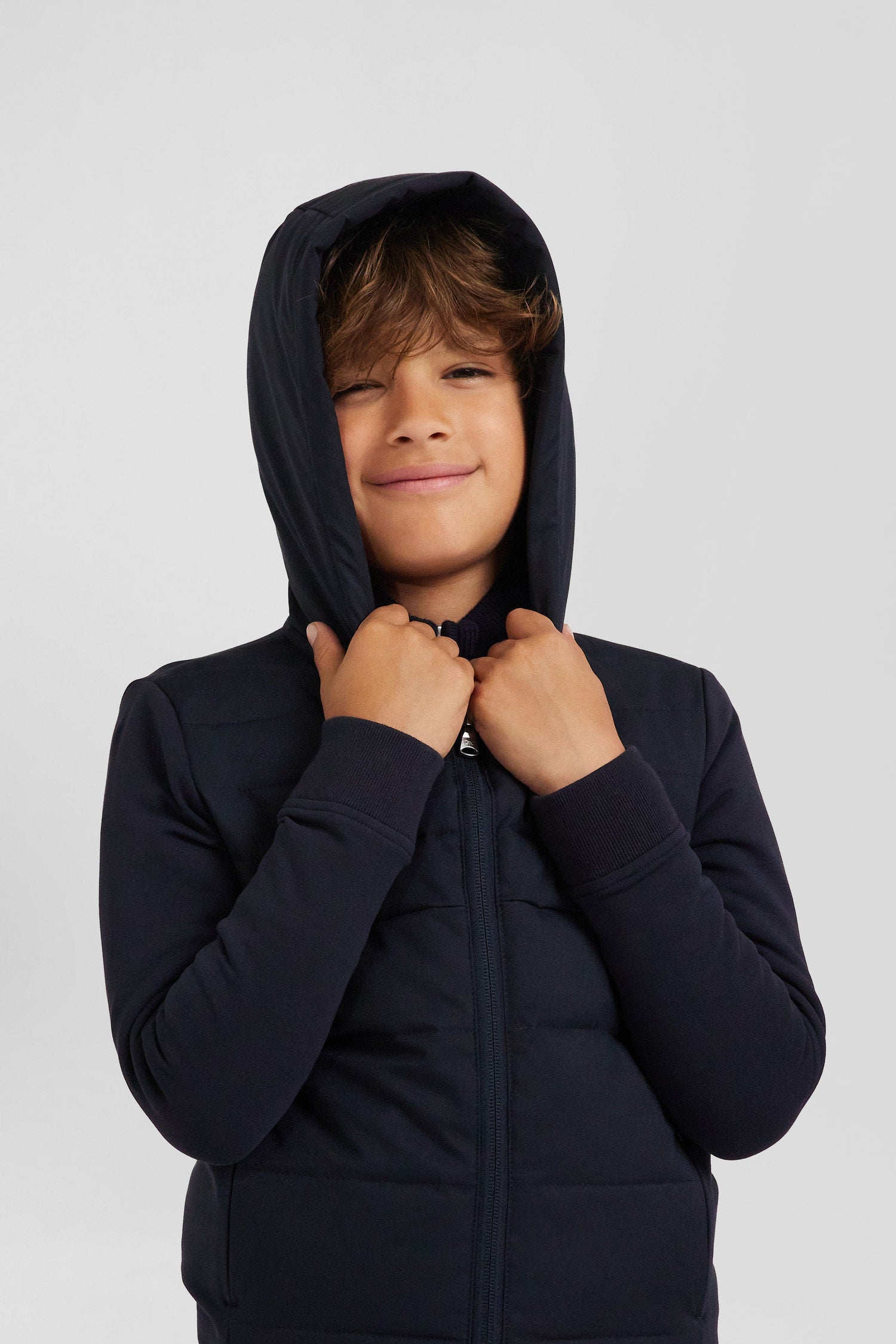 Regular Navy Blue Padded Zipped Hoodie_01