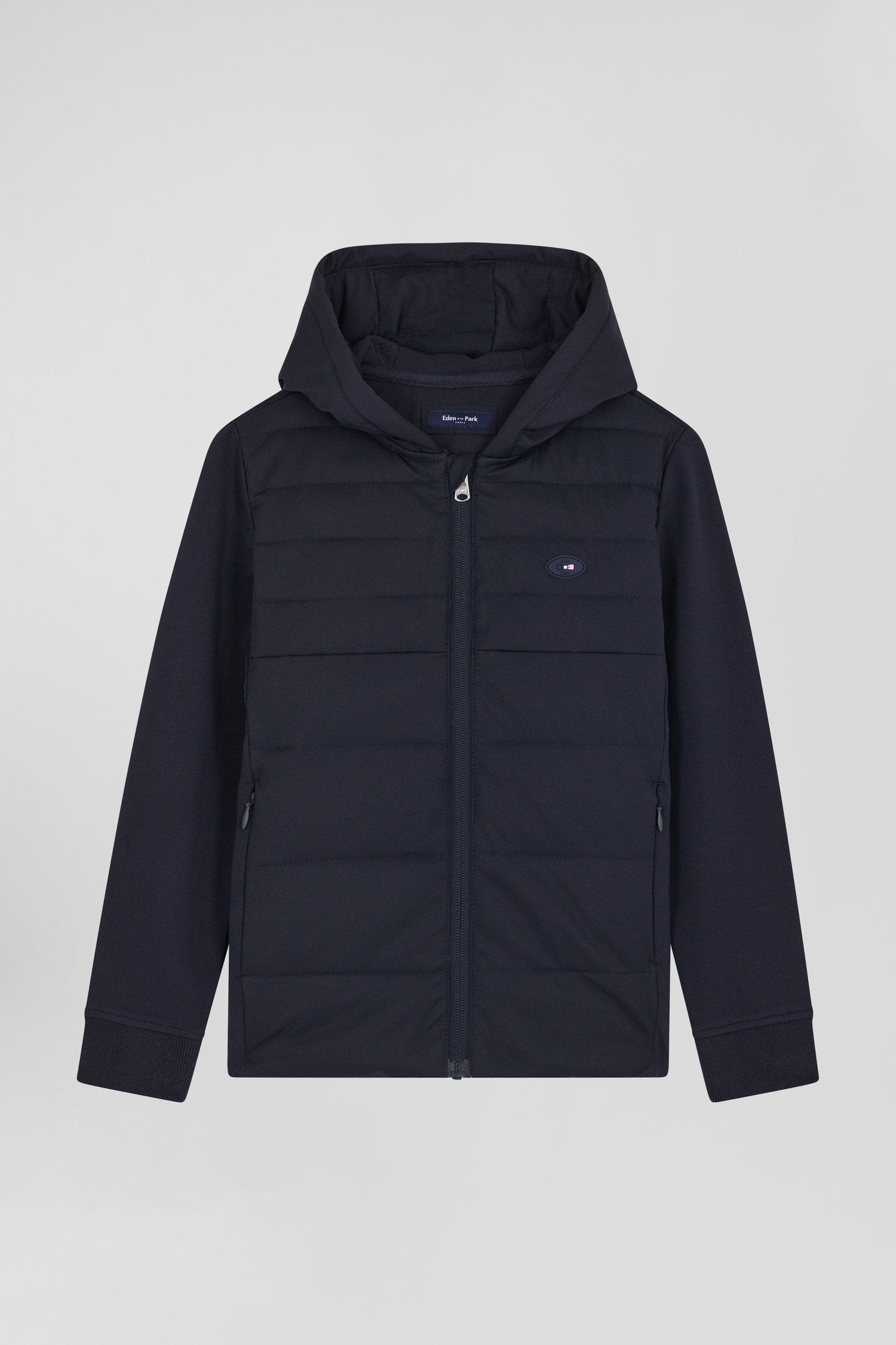 Regular Navy Blue Padded Zipped Hoodie_04