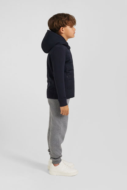 Regular Navy Blue Padded Zipped Hoodie_09