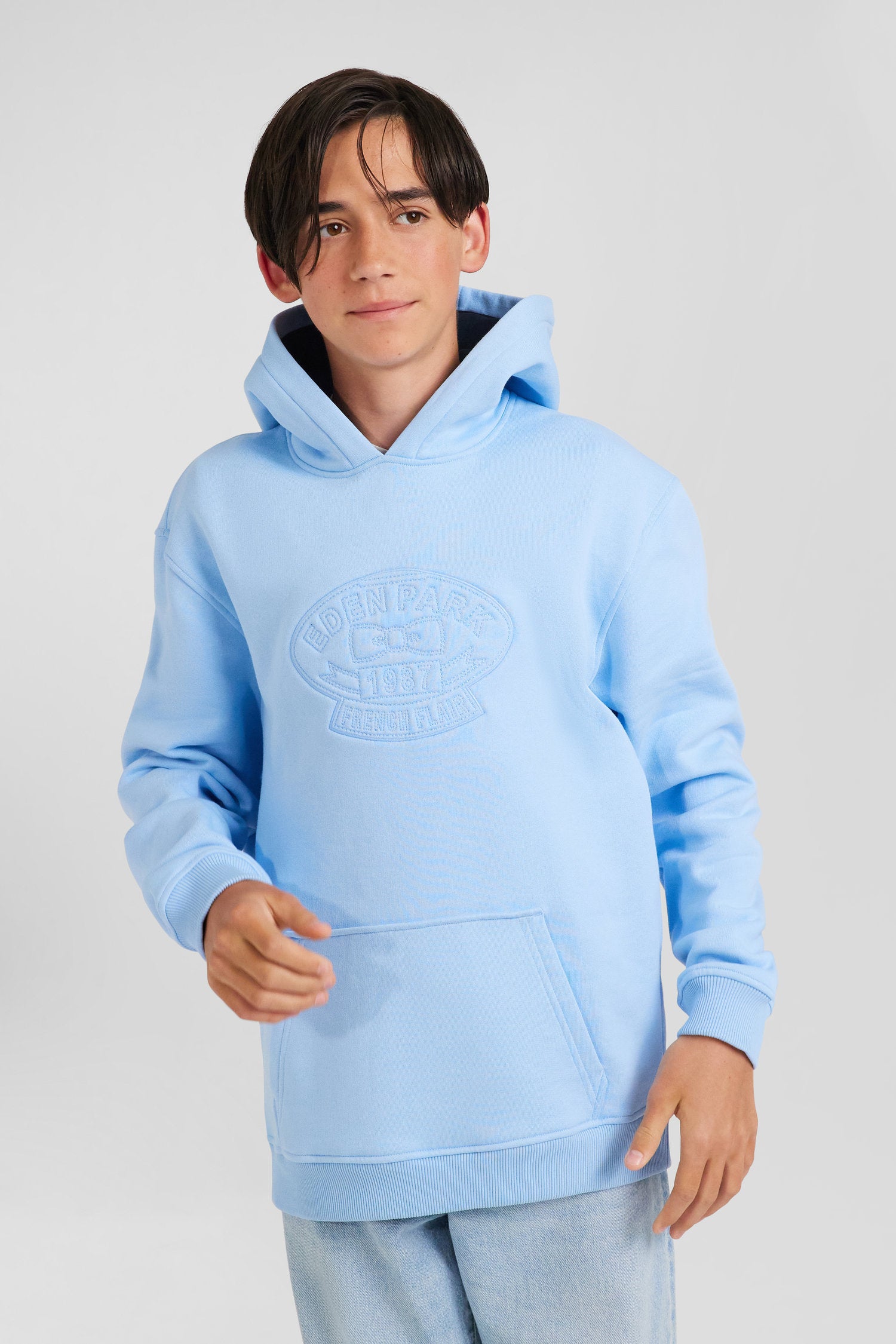 Oversize Sky Blue Embroidered Cotton Blend Hoodie_H24MAISW0052_BLM_01