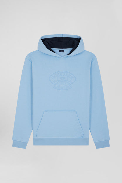 Oversize Sky Blue Embroidered Cotton Blend Hoodie_H24MAISW0052_BLM_03